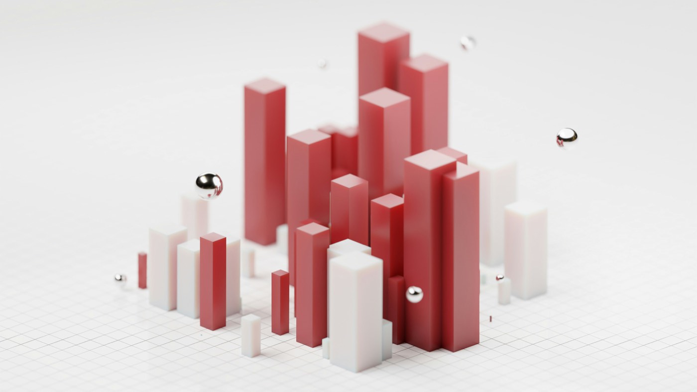 3D-Balkendiagramm in Rot und Weiß